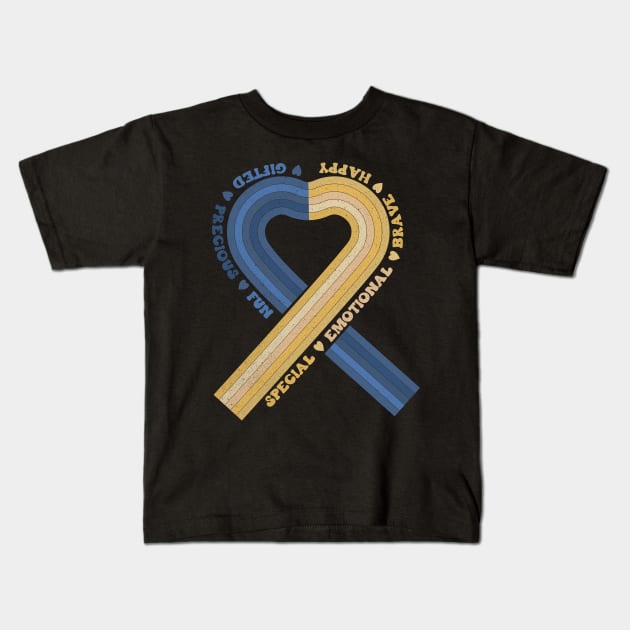 Down Syndrome Awareness Ribbon Kids T-Shirt by Mastilo Designs
